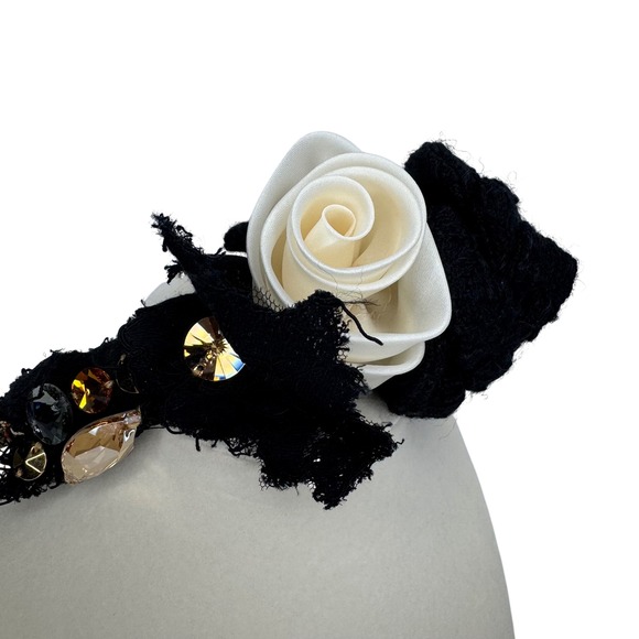 Dolce Gabbana Diadem Headband White Rose Crystal Embellished Luxury Italy - Picture 4 of 9
